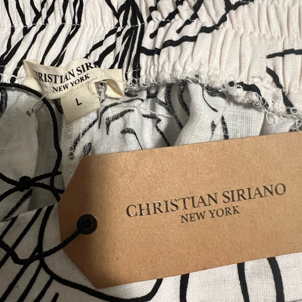 Christian Siriano Black and White Linen Pants - Picture 4 of 5